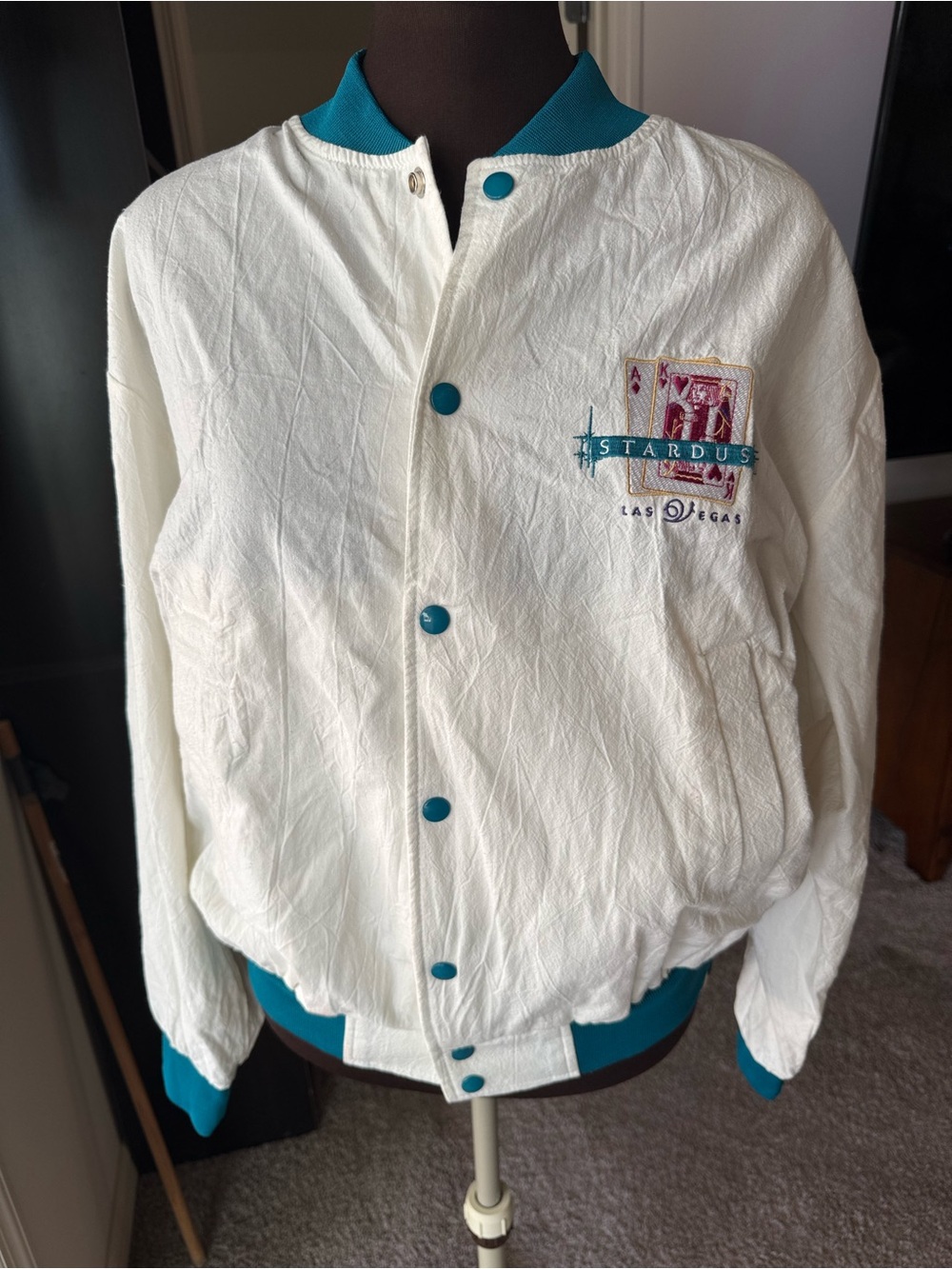 Vintage Stardust Casino Las Vegas Blackjack Windbreaker Bomber Jacket Medium USA
